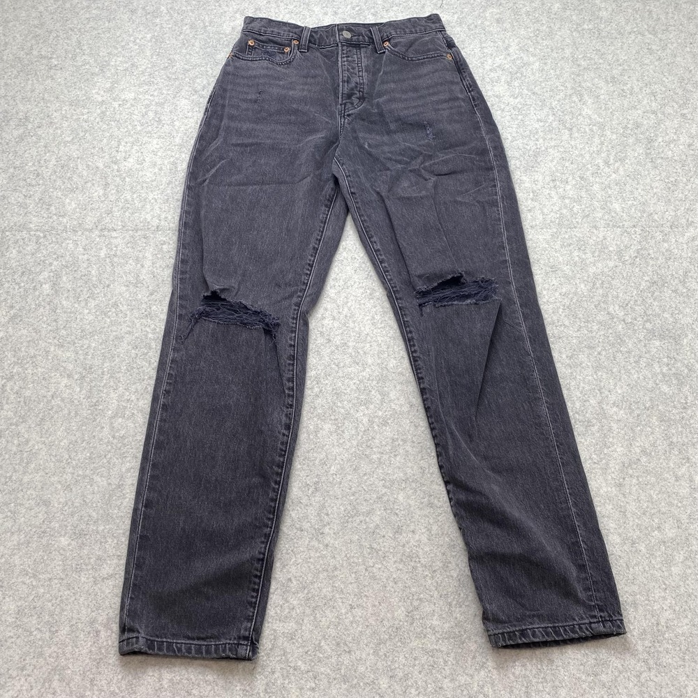 Lucky Brand Drew Mom High Rise Jeans Womens 4 (27x29) Charcoal Gray Distressed